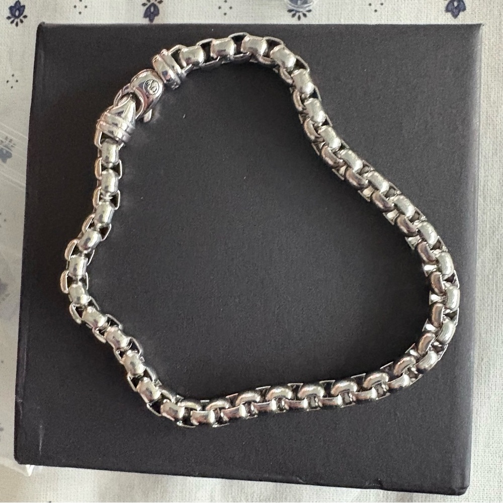 Sterling Silver Box Chain Bracelet - Polished Silver